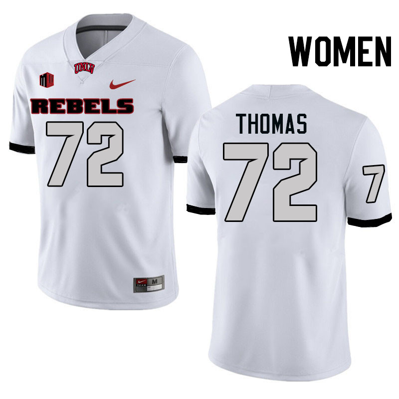 Women #72 Will Thomas UNLV Rebels College Football Jerseys Stitched-White